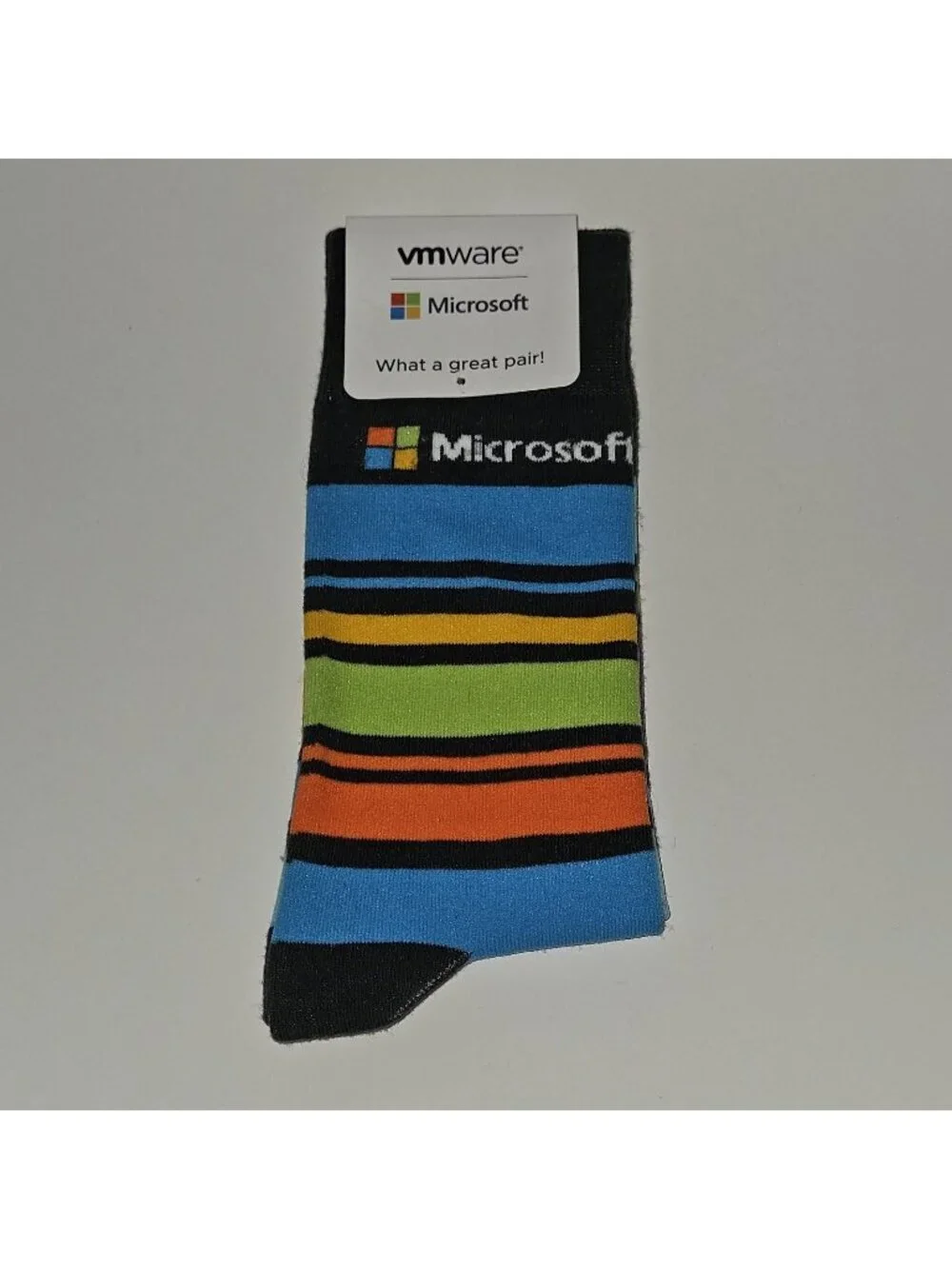 NEW Microsoft Striped Socks VM Ware Blue Orange Green Gray Unisex OSFM One Size